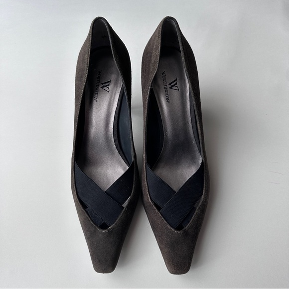 COPY - Worthington High Heel Pointed Pumps, Grey Suede  Sz 9M - Picture 1 of 9